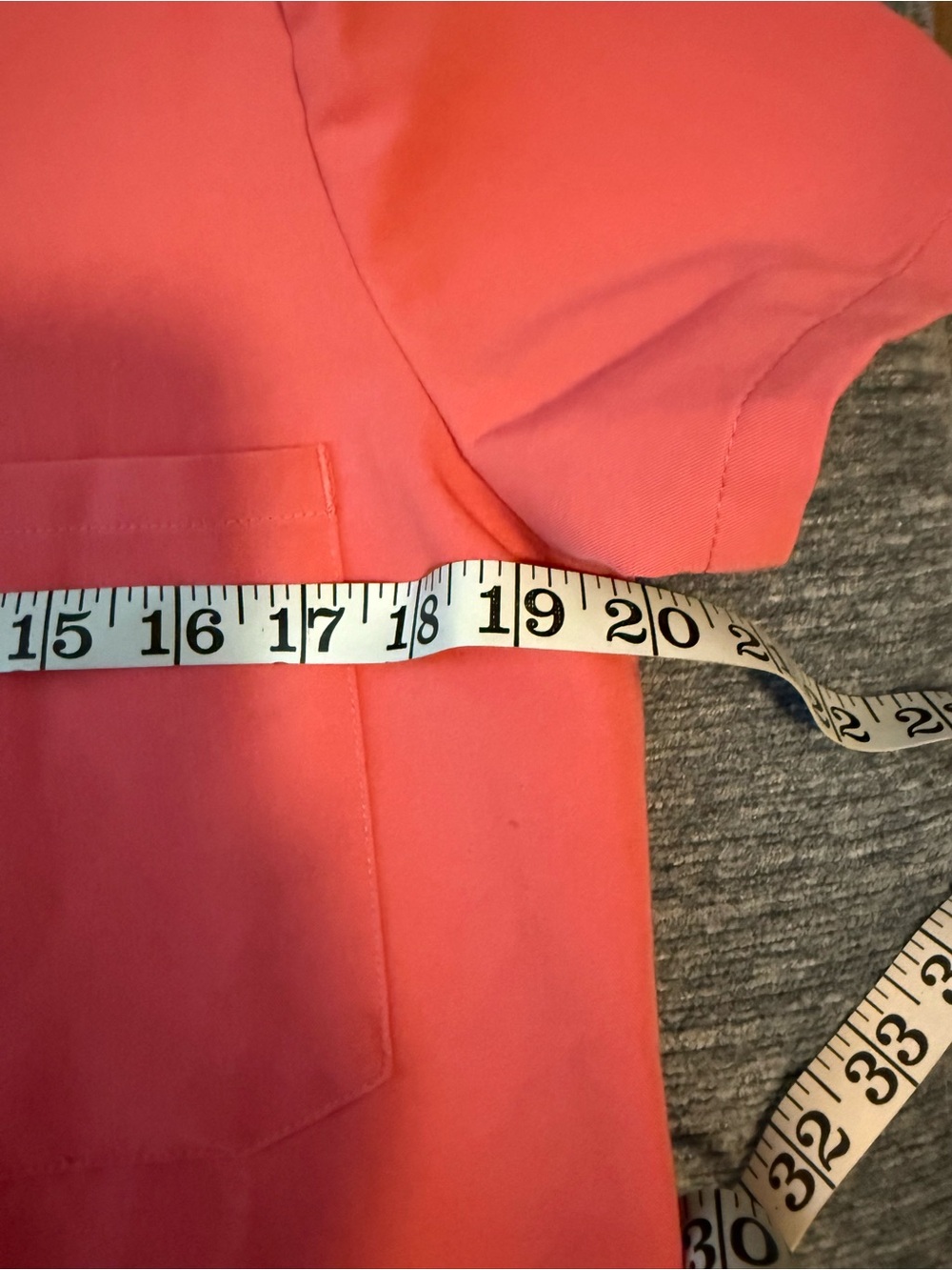 FIGS Coral Scrub Set in Coral Pink - V-Neck Top & Utility Pants - Picture 5 of 10